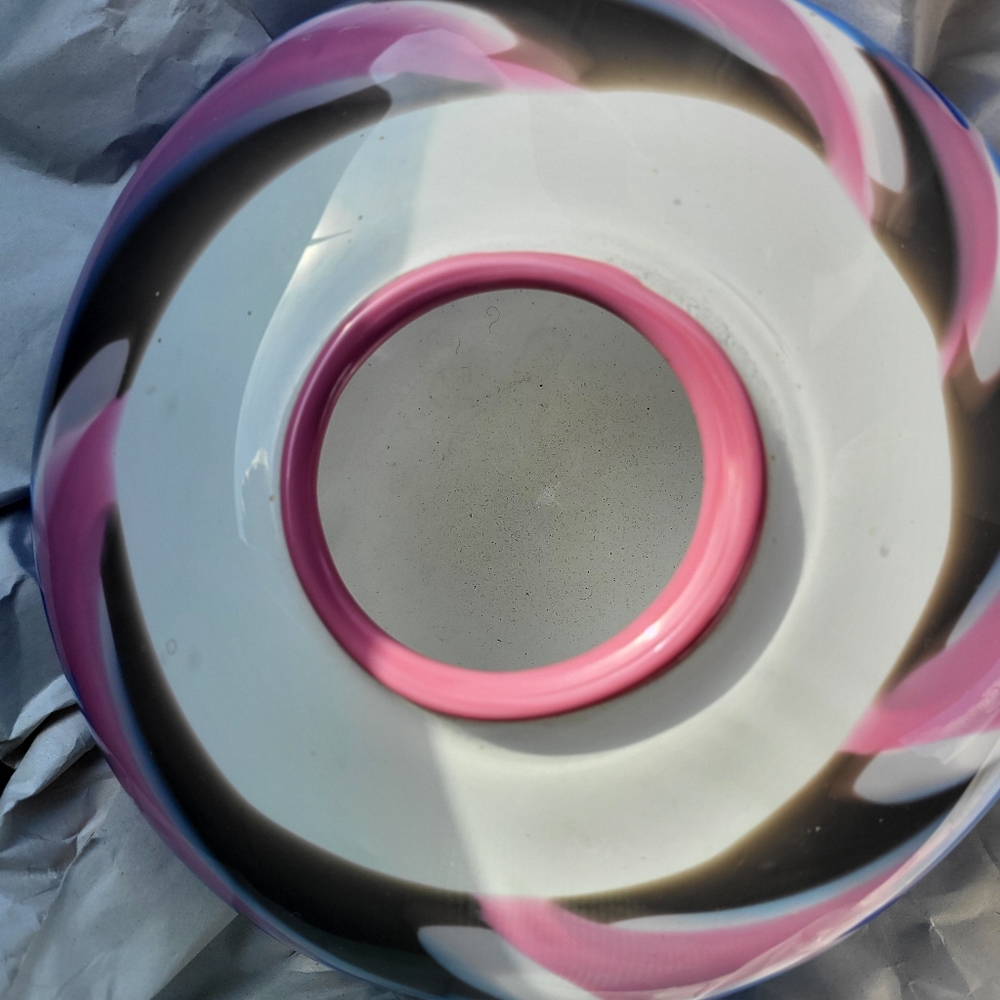 Jody Fine Signed Hand Blown Multicolor Glass Marble Bowl Rare Retired 7.5" - Picture 4 of 9